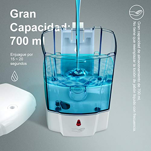 StillCool Dispensador de Jabón Automático,700ml Sensor Táctil IR Dispensador Automático de Jabón Líquido Montado en La Pared para Baño, Cocina, Restaurante, Hotel