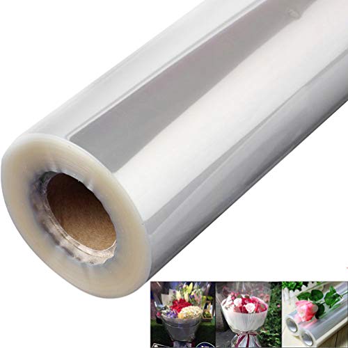 STOBOK Papel de celofán transparente rollo de papel celofán transparente para cestas de flores regalo manualidades suministros / 44cmx25m