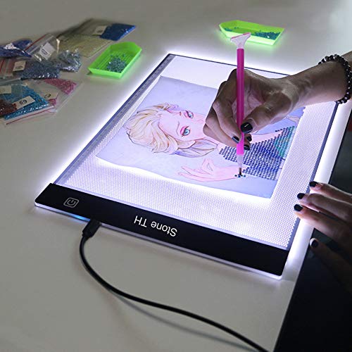 Stone TH Mesa de Luz para Calcar, LED Tableta de Luz Dibujo A4 de Iluminación de la Caja de Alimentación Micro USB Ideal para Animacion Tatoo Dibuja