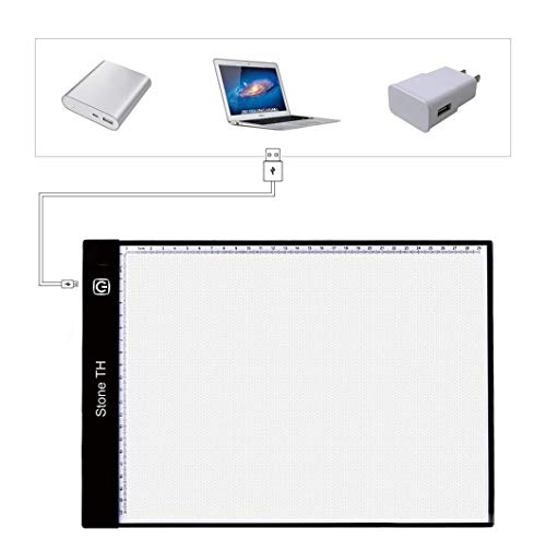 Stone TH Mesa de Luz para Calcar, LED Tableta de Luz Dibujo A4 de Iluminación de la Caja de Alimentación Micro USB Ideal para Animacion Tatoo Dibuja