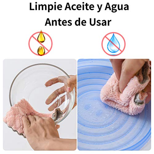 Stone TH Tapas de Silicona Elásticas, 12 Tapas Silicona Ajustables Cocina, Reutilizable Fundas para Alimentos Tapa Tazas, Boles o Tarros, Lavavajillas, Refrigerador