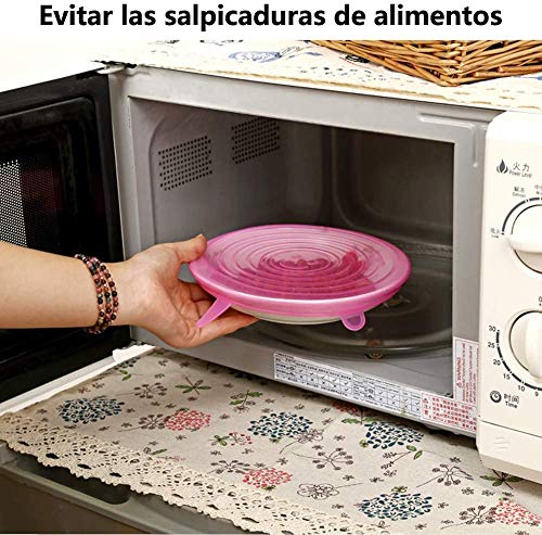 Stone TH Tapas de Silicona Elásticas, 12 Tapas Silicona Ajustables Cocina, Reutilizable Fundas para Alimentos Tapa Tazas, Boles o Tarros, Lavavajillas, Refrigerador