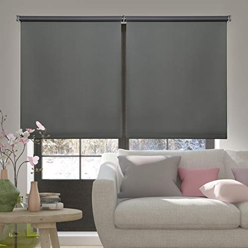 Stores Deco Estor Opaco, Estor Enrollable Blackout para Ventanas y Puertas (80 cm x 180 cm, Gris)