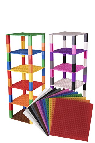 Strictly Briks Pack de 12 Bases con Ladrillos separadores 2 x 2 - Construcción en Forma de Torre - Compatible con Todas Las Marcas - 15,24 x 15,24 cm - Blanco, Transparente, Gris, Negro, marrón y más