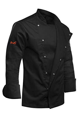 strongAnt® - Chaqueta de Chef/Cocinero Manga Larga - Uniforme Fabricado en UE - Negro XL