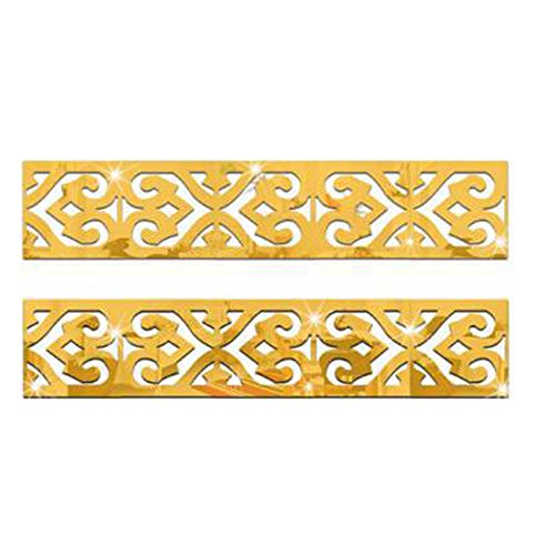 styleinside 10 Pcs Pegatinas de Pared de Espejo Cinturón Extraíble Calcomanías de Pared de Borde Arte Muro (Oro)