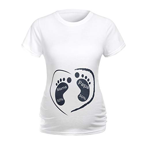 Sulifor Mujeres de Maternidad de Manga Corta de Simple impresión de Dibujos Animados Tops,Camiseta Casual de Verano,Ropa de Embarazo Suelta