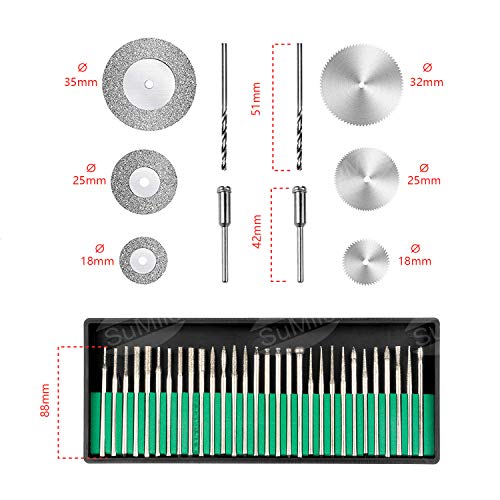 SuMile Grabador eléctrico para tallar cristal, madera, metal, piedra, plástico, cerámica, con 52 accesorios y 32 plantillas de grabado