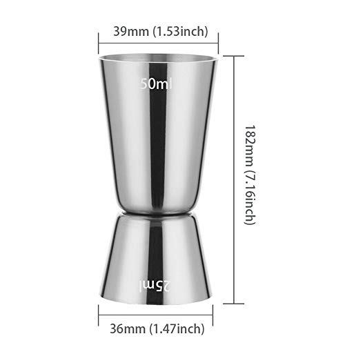 sunerly acero inoxidable 25/50 ml vaso medidor para cócteles Bar Craft doble espíritu medida vaso juego de taza de medición para Bar fiesta vino cóctel bebida coctelera