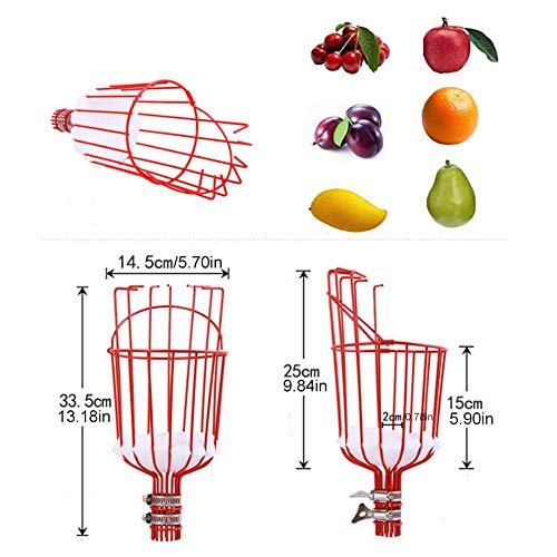 sunflowerany Recolector De Fruta con Canasta De Recogida, 2,4 Metros Recogedor De Frutas Ajustable En Altura, Cesta Recolectora De Fruta para Conseguir Aguacates De Manzana, Mango, Pera, Naranja