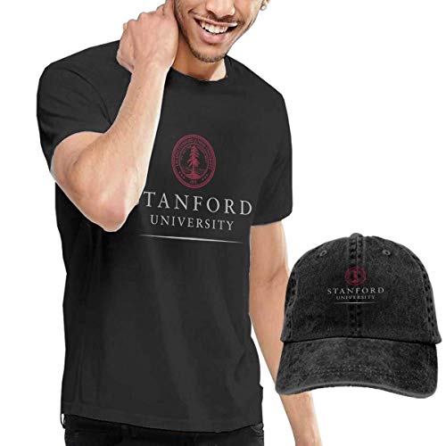 sunminey Homme T- T-Shirt Polos et Chemises Stanford University Logo Combination Cartoon Hat and tee for Womens Black