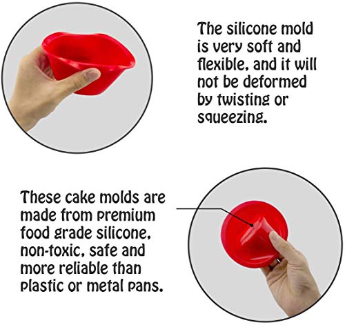 SUNSK Molde de Silicona para Tartas Moldes Redondos 4 Pulgadas Antiadherente Molde de Gelatina Muffins 6 Piezas