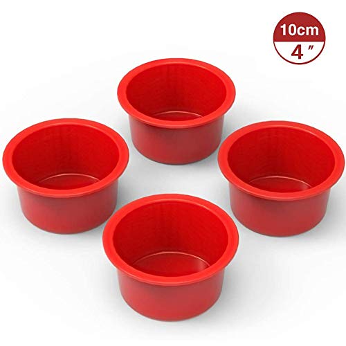 SUNSK Molde de Silicona para Tartas Moldes Redondos 4 Pulgadas Antiadherente Molde de Gelatina Muffins 6 Piezas