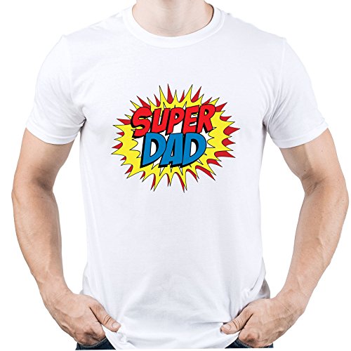 Super Dad Pop Art Camiseta para Hombre Blanco L