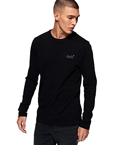 Superdry O L Vintage Embroidery L/s tee Camisa Manga Larga, Negro (Black 02a), 3XL para Hombre