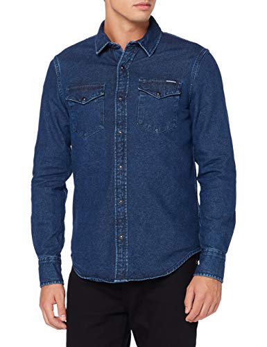 Superdry Resurrection L/s Shirt Camisa, Azul (Durango Mid Blue T6t), 2XL para Hombre