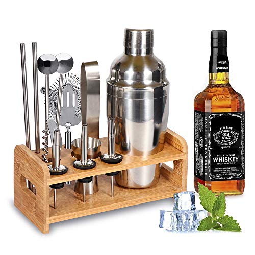 SUPERSUN 14 Piezas Set para Hacer Cócteles, Coctelera de Acero Inoxidable 550ml, Kit de Cóctel Conjunto de Cócteles de Barware, Bartender Set, Kit de Barman, Accesorios para el Hogar