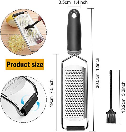 SUQ Rallador Cocina, Zester Hecho de Acero Inoxidable, con Mango de Agarre en Goma Blanda, Ideal para Quesos, Parmesanos, Queso, Limón, trufa, cítricos, Chocolates, Verduras y Frutas