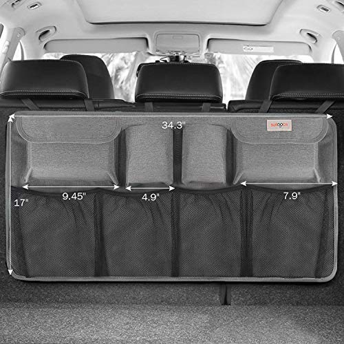 SURDOCA Organizador para Maletero de Coche 4 Gen[8 Veces Mejorada] Organizador para Colgar en el Asiento Trasero del Coche, Experto en Ahorro de Espacio,Tela Final, Nueva Tela de Alta Gama,Gris