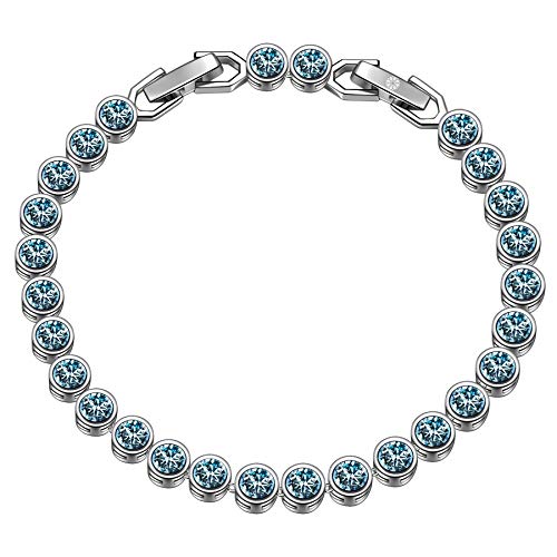 Susan Y Regalos para Mujer San Valentín Sueño Marino Mujer Pulsera de Tenis Hechos con Cristales de Swarovski Azul Joyas Navidad Cumpleaños Aniversario Madre Esposa Hija Niña Ella