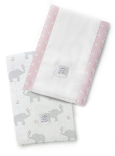 SwaddleDesigns Paños de Bebé, Elefante y pollitos, Rosa pastel, Set de 2