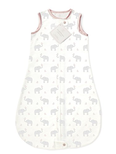 SwaddleDesigns Saco de Dormir Franela de Algodón zzZipMe, Elefante y pollitos, Rosa pastel, 6-12 meses