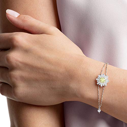 Swarovski Sunshine - Pulsera chapada en rodio (tamaño mediano)