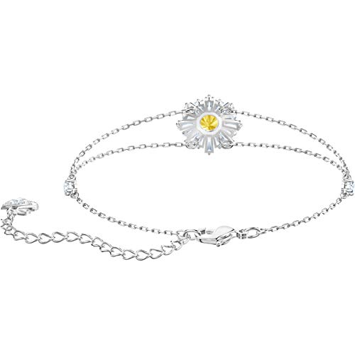 Swarovski Sunshine - Pulsera chapada en rodio (tamaño mediano)