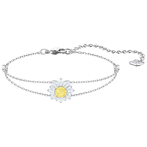 Swarovski Sunshine - Pulsera chapada en rodio (tamaño mediano)