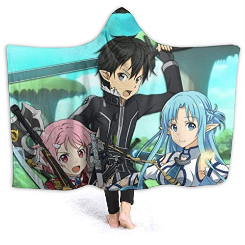 Sword Art Online Cute Poster Manta con Capucha Personalizada, Ultra Soft Fleece Warm Wearable Blanket