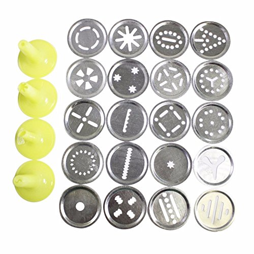 Syfinee Cookie Press Stainless Steel Biscuit Press Biscuit Press Set Cookie Maker Machine Kit 20 Discs 4 Icing Tips Spritz Dough Biscuits Making Tools for DIY Biscuit Maker and Decoration
