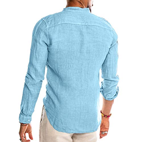 Sylar Camisas De Hombre Manga Larga Camisa Hombre Color Sólido con Cuello Mao Camisa De Vestir para Hombre Camiseta De Hombre con Botones Hombre Slim Fit Blusa Top