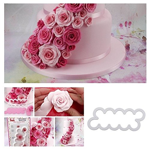 syoo DIY Pasteles Rosas Moldes, 3 tamaños Cake Pétalo Cutter Flores - Juego de moldes, Back accesorios para decorar tartas fondant mazapán