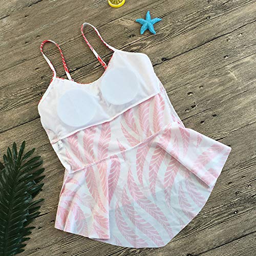 SYT swimwear Bikini Traje de baño Multi-Capa de Onda Conservador Traje de baño Conservador, L, Hojas Rojas