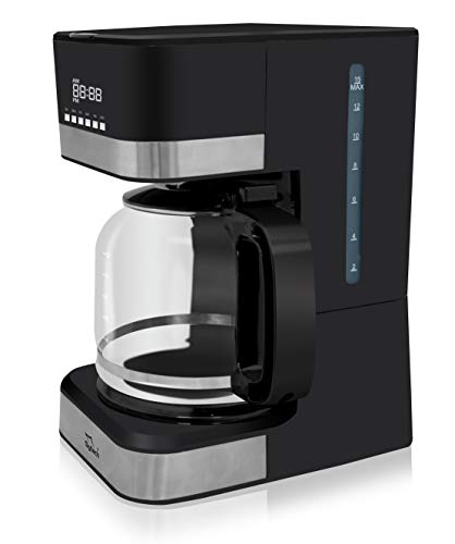 Sytech Cafetera eléctrica de Goteo con función de Temporizador, Negro, 15 Tazas - 1.8L