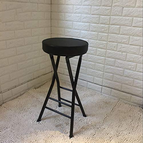 Taburete de Bar Plegable Taburetes Altos con Estructura de Acero y Asiento de PU Taburete de Pesca con Silla de Mostrador de Cocina Acolchado Portátil (Negro/Blanco)