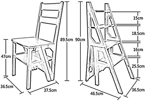 Taburete de paso de escalera plegable multifuncional de madera maciza cubierta de doble uso antideslizante necesidad de instalar 4 Pasos de doble uso 36x46x90cm A + (color: B), Color: D ( Color : A )