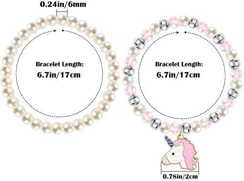 Tacobear 12 Piezas Pulseras Amistad Pulsera Niña Pulsera Unicornio Cristal Perlas Animales Colgante Pulseras Princesa Joyas Fiesta Cumpleaños Regalo para Niña Niños (Doble Capa)