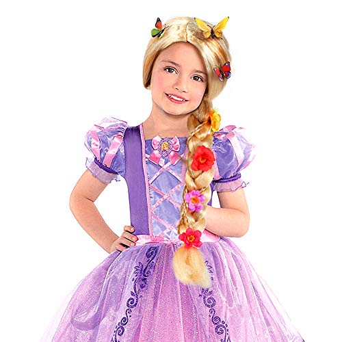 Tacobear Princesa Rapunzel Peluca Trenza con Princesa Corona y Mariposa Broche Princesa Rapunzel Sofia Disfraz Accesorios para niñas