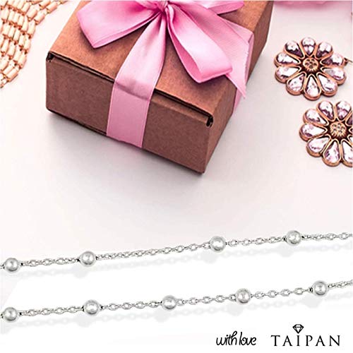 Taipan Pulseras Mujer 925 Plata Original - Este Pulsera de Moda Viene con una Caja y Hecha en Italia /Utilizado Como Regalos Originales Para Mujer Madre Novia /Pulseras Plata Mujer Con Rosario Pequeño