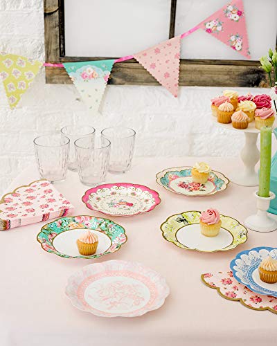 Talking Tables servilletas con borde festoneado y pequeñas flores ‘Truly Scrumptious’ ‘TS5’. Rosa. Papel.