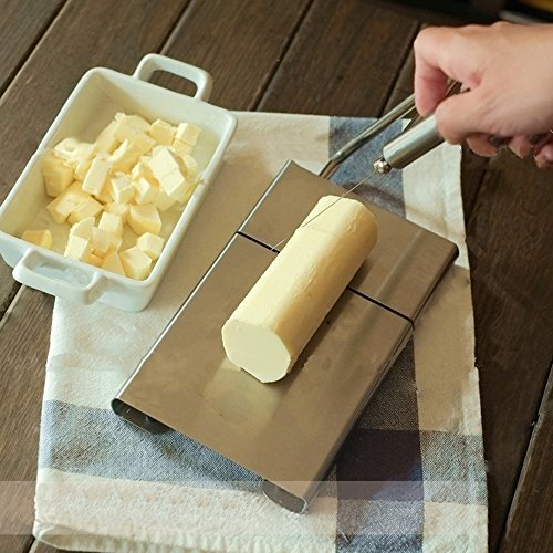 TAMUME Acero Inoxidable Tabla de Quesos con Cortando Los Alambres para Cortaquesos y Queso Planer Tablas de Queso Máquina de Cortar Jamón (Silver)