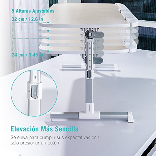 TaoTronics Mesa Ordenador Portátil, Mesa para Cama o Sofa, Bandeja Plegable para Desayuno, Mesa para Lectura o Juguetes, Soporte Portatil, Escritorio Portatil Cama, Mesa Cama Auxiliar Ajustable