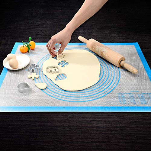 Tapete de Silicona Extra Grande para pastelería con Medidas 71×51 cm, Tapetes para amasar y hornear, Tapete para Pasta/Pizza/Torta/Pastel/Galletas/Pan/Fondant, Resistente al calor, sin BPA (Azúl)