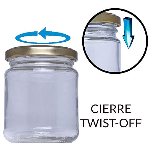 Tarro de cristal con tapa incluida de cocina para conservas chuches miel. Tarros pequeños botes de vidrio para congelador