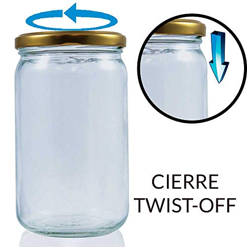 Tarros de Cristal para conservas Pack 40 Unidades de Botes de Cristal con Tapa frascos de Vidrio con Tapas Incluidas recipientes de Cristal para Alimentos de 720ml estanco. (40 Unidades)