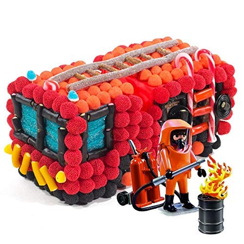 Tarta chuches Playmobil camión de bomberos