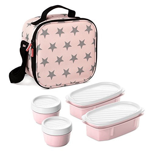 TATAY 1167506 Urban Food Casual - Bolsa térmica porta alimentos con 4 tapers herméticos incluidos, 3 litros de capacidad, Rosa pálido, 22.5 x 10 x 22 cm