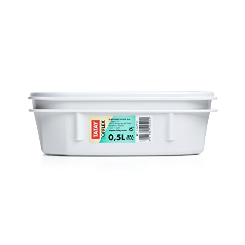 TATAY 1167711 - Top Flex - Contenedor de alimentos hermético con cierre a presión y tapa flexible. Recambio para bolsa porta alimentos TATAY Urban Food Casual. 0,5 litros, Blanco, 18.4 x 9.4 x 6.1 cm