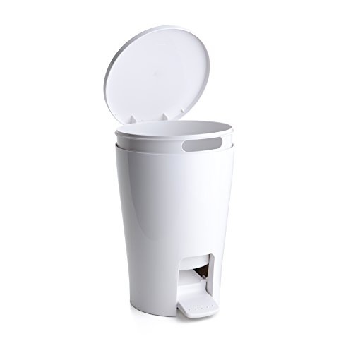 TATAY 4434901 - Diábolo Cubo de baño con apertura a pedal, 5 litros de capacidad, PP, Blanco, 19.00x21.00x28.20 cm